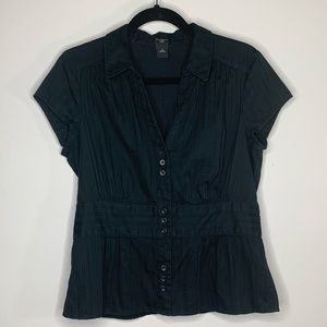Ann Taylor Petite Black Button Up